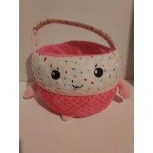 Cupcake Plush Basket Easter Storage Basket W/Handle.